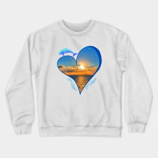 Heart of the Ocean - Dolphin Sunset White Crewneck Sweatshirt